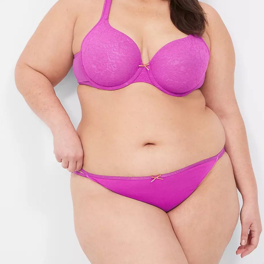 Cotton String Bikini Panty with Stretch Lace Back